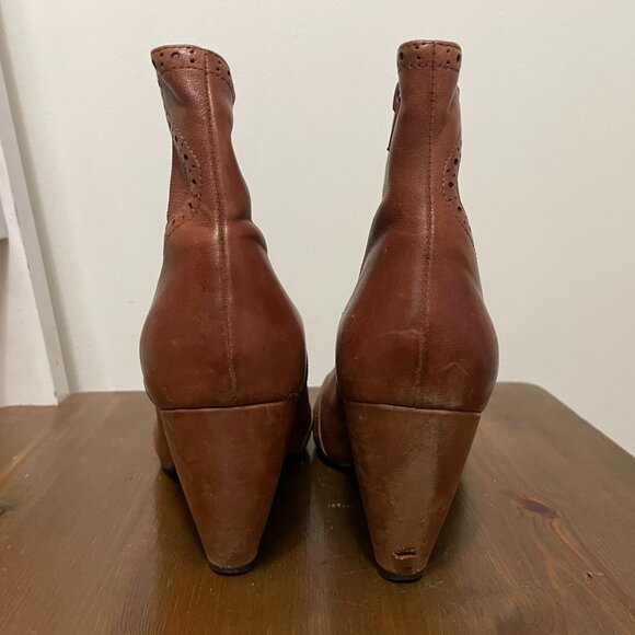 Miz Mooz Tallys 100% leather tan high heel ankle booties boho chic size 8 - Picture 8 of 11